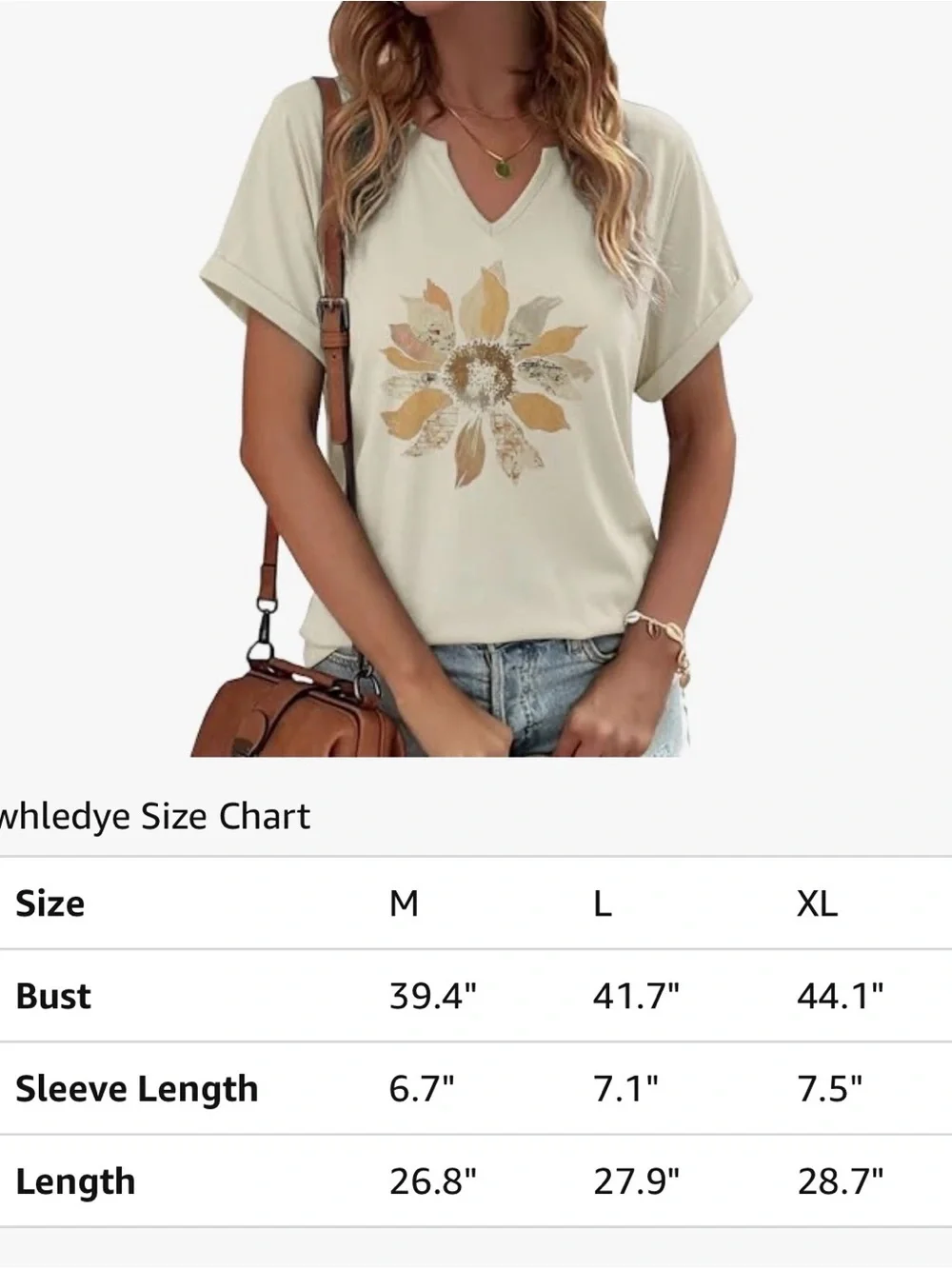 Sunflower V-Neck Short Sleeve Tee - Cream